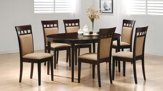 Coaster Gabriel Upholstered-Back Oval Extension Dining Set