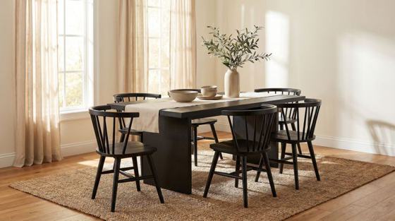 Coaster Decker Dining Set with Open Back Windsor Chairs
