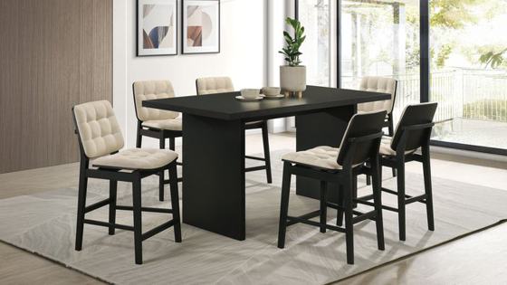 Coaster Decker Counter Height Dining Set with Biscuit Tufted Chairs