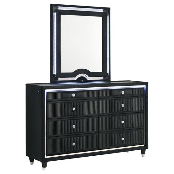 Coaster Ravenne Upholstered LED Dresser and Mirror
