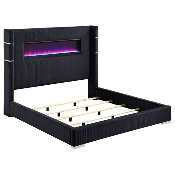 Coaster Tisdall Upholstered Flame Visualizer Wingback Bed