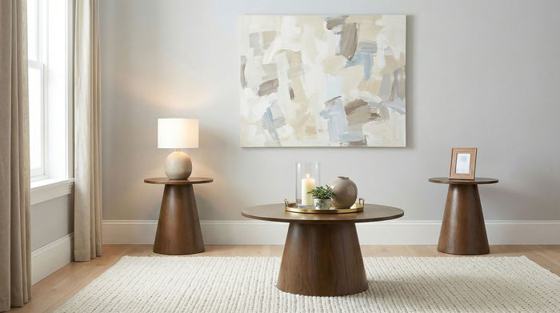 Coaster Franklin Round Pedestal Coffee Table Set