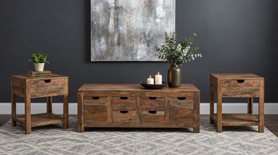 Coaster Esther Solid Sheesham Coffee and End Table Set
