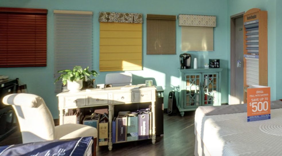 Window treatment samples in the showroom