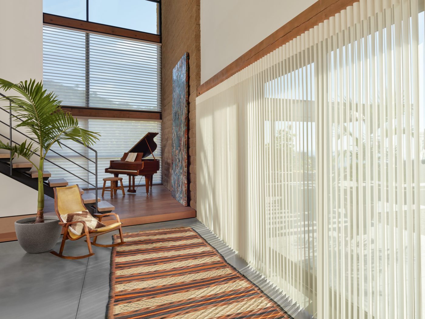 Hunter Douglas window treatments in a living space