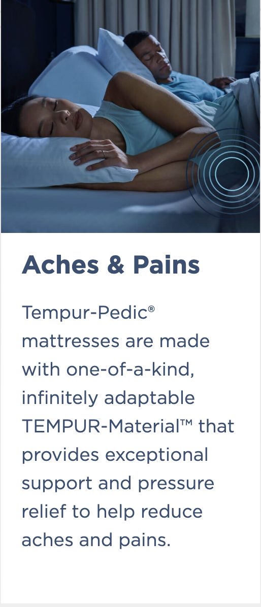 Aches and pains: Tempur-Pedic mattresses are made with adaptable TEMPUR-Material that provides pressure relief