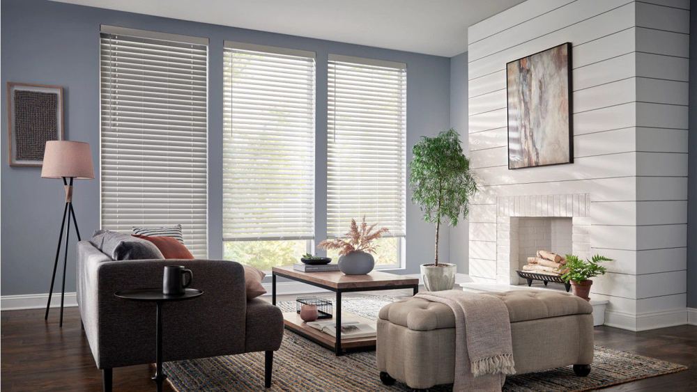 Faux Wood Blinds in a room