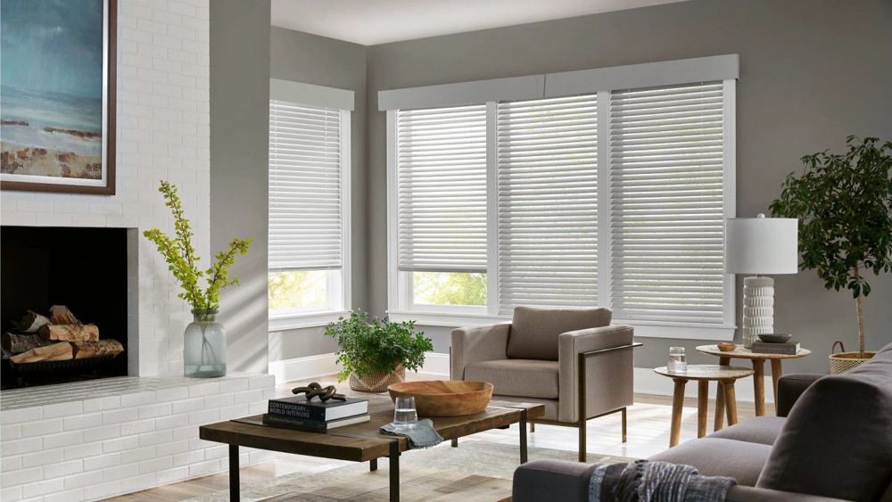 Wood Blinds in a room