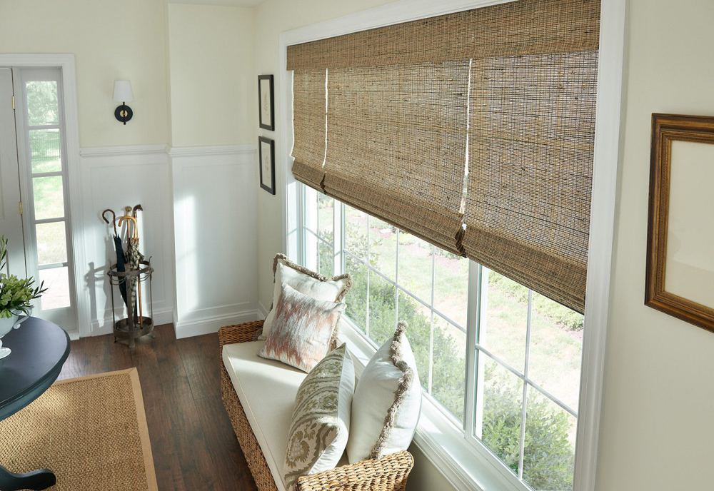 Natural Woven Wood Shades in a room
