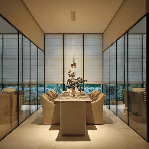 Alustra Woven Textures Roller Shades in a room
